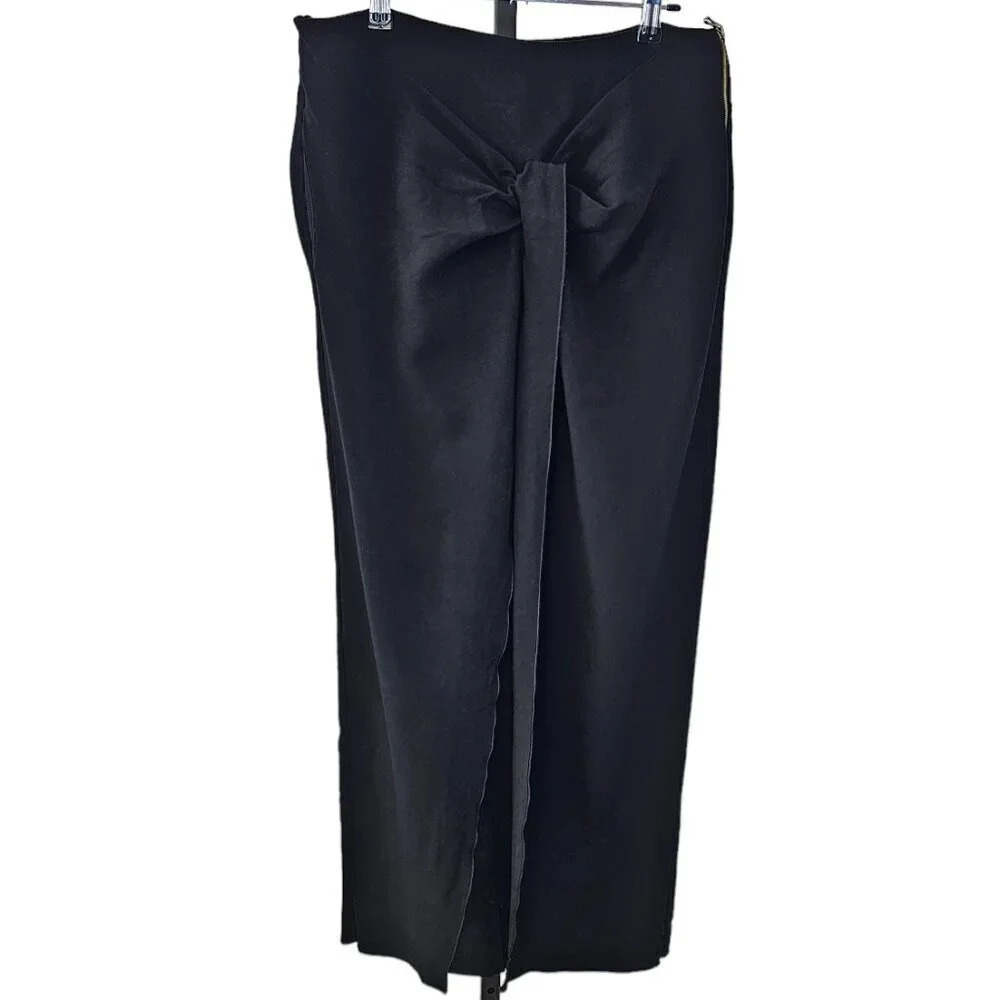 Roland Mouret Womens Wide Leg Twist Front Layered Pants Size 10  Black